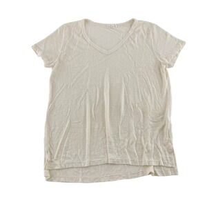 Michelle By Comune Womens V-Neck Tee Shirt L Recycled‎ Polyester & Cotton Ivory